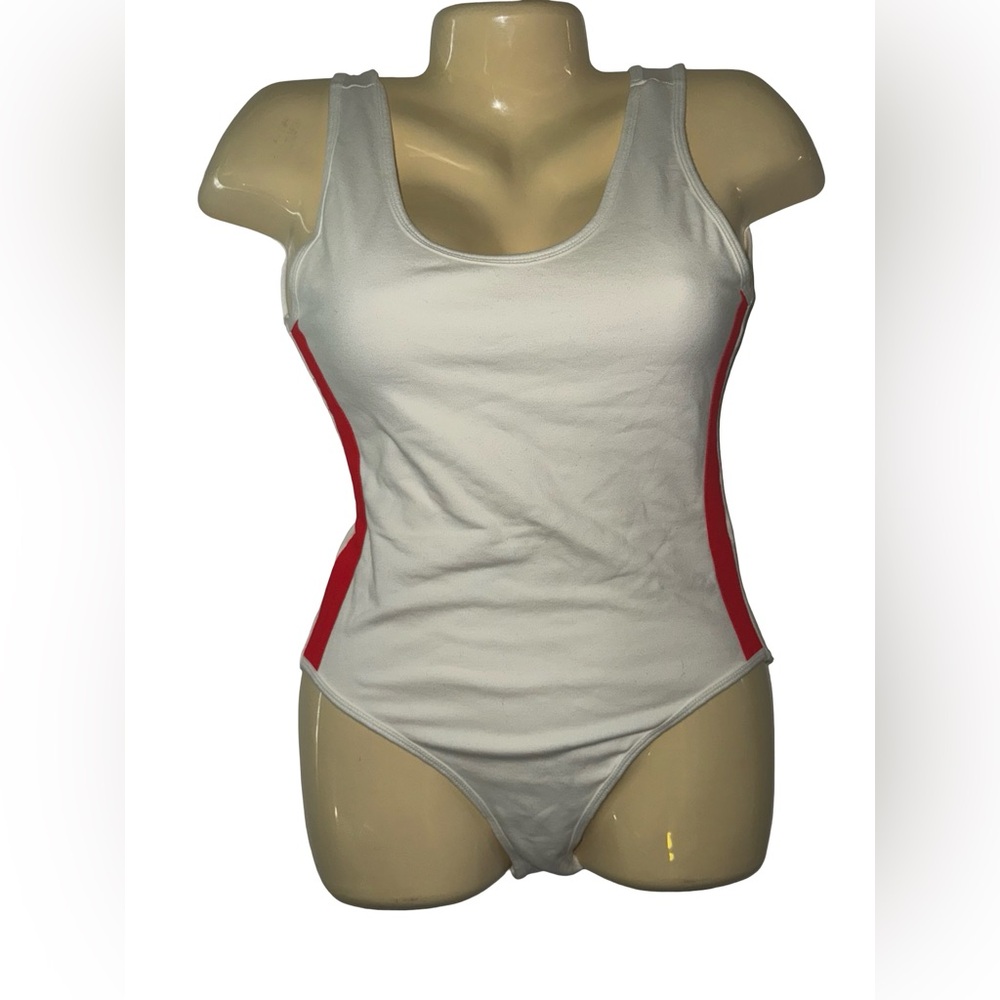 Forever 21 White Bodysuit with Red Accents